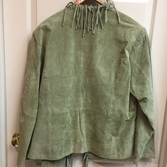Honeydew Melon Suede Fringe Jacket - Picture 2 of 8